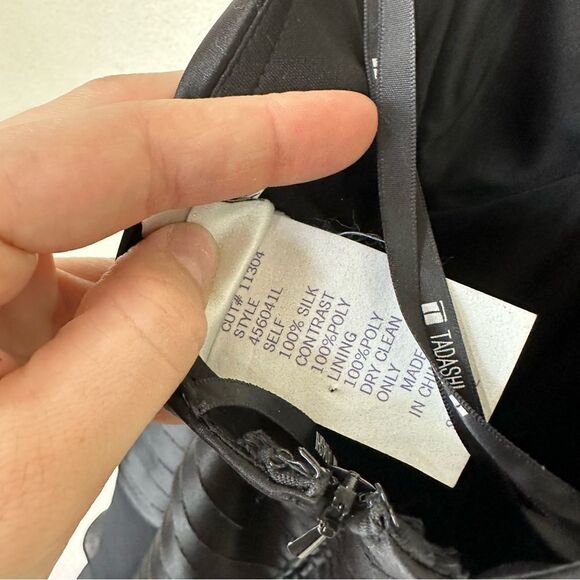 Tadashi Halter Black Silk Ruffle Midi Evening Cocktail Dress Size 2 - Picture 7 of 7